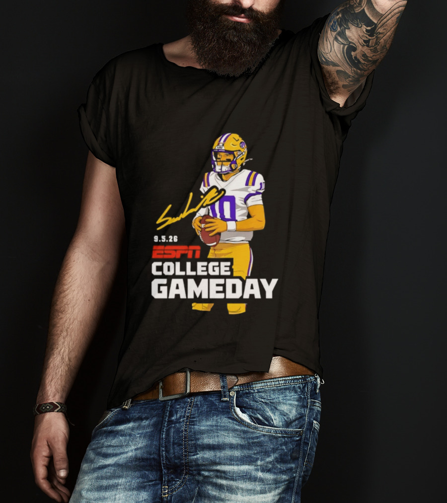 Sam Leavitt 9 3 26 ESPN College Gameday LSU Tigers Football T-Shirt