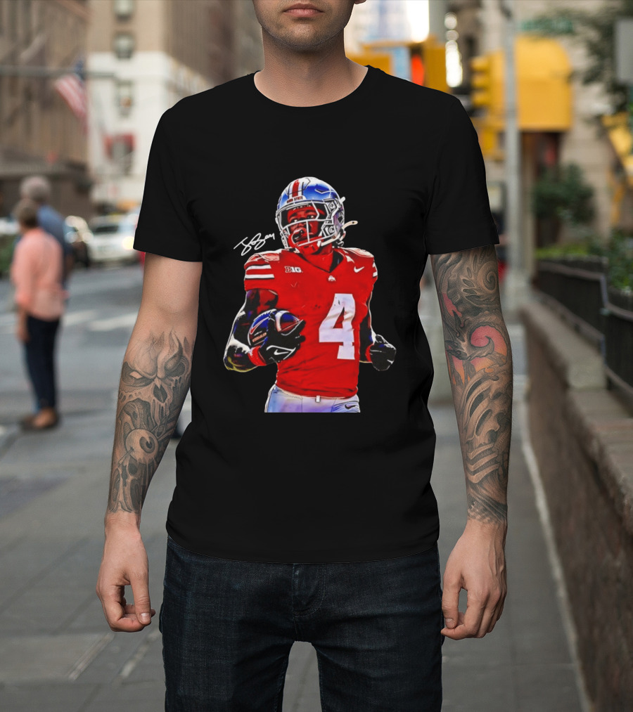 Jeremiah Smith Ohio State Buckeyes Football Number 4 T-Shirt