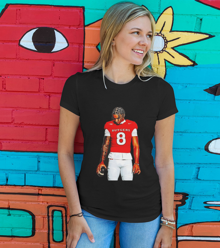 KJ Duff Number 8 Rutgers Scarlet Knights NCAA Football Player Nike Jersey T-Shirt