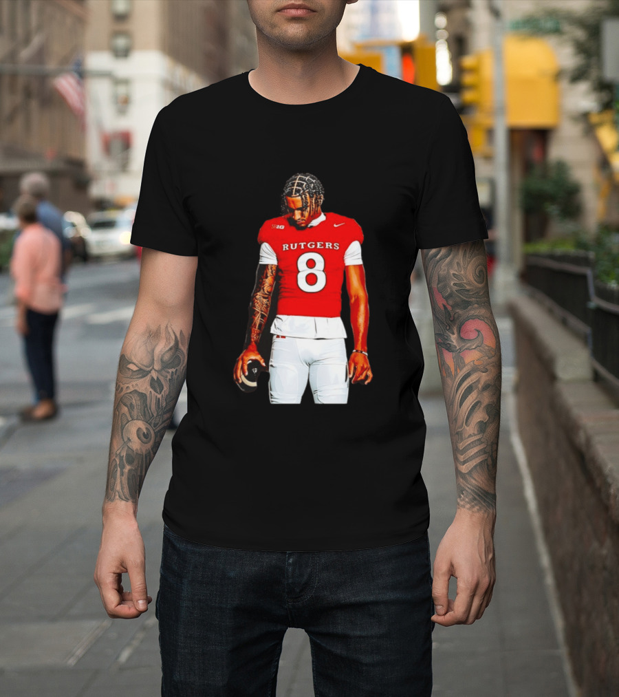 KJ Duff Number 8 Rutgers Scarlet Knights NCAA Football Player Nike Jersey T-Shirt