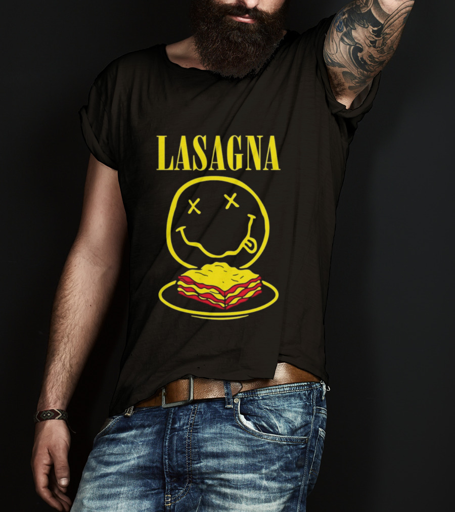 Lasagna Smiley Face Grunge Band Nirvana T-Shirt