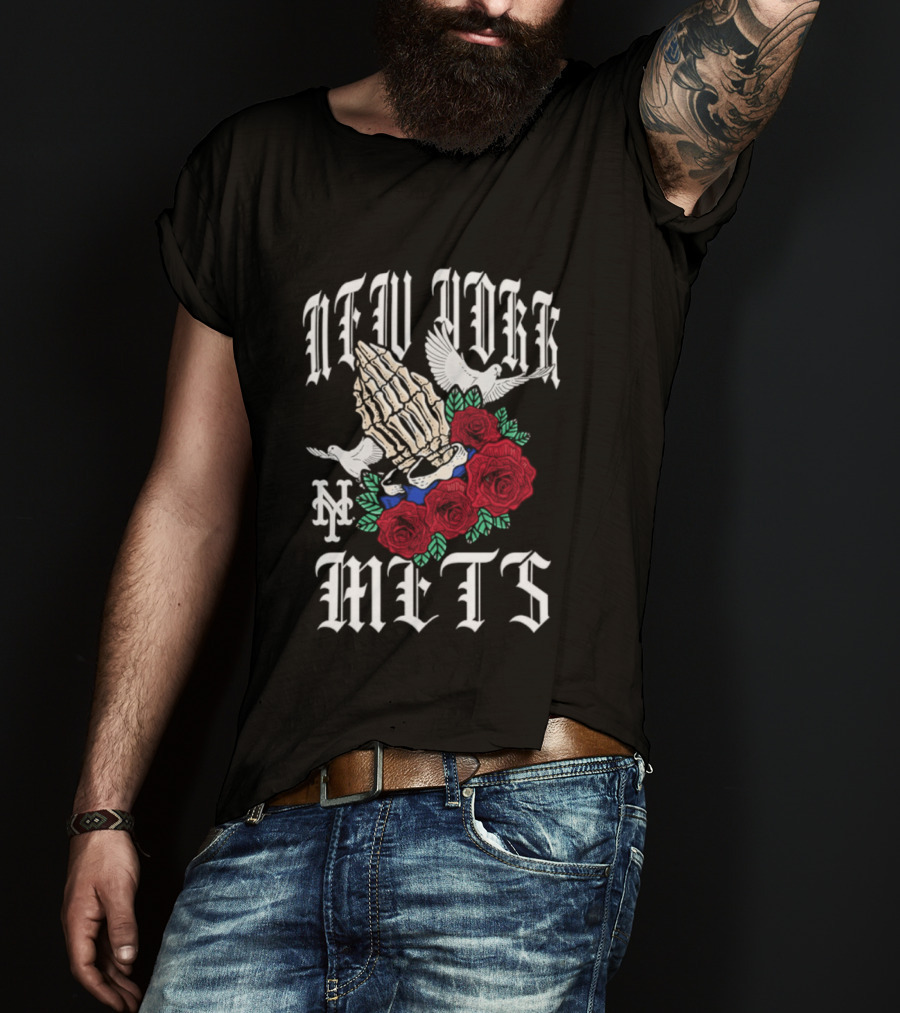 New York Mets Gothic Bloom With Doves And Roses Halloween 2026 T-Shirt