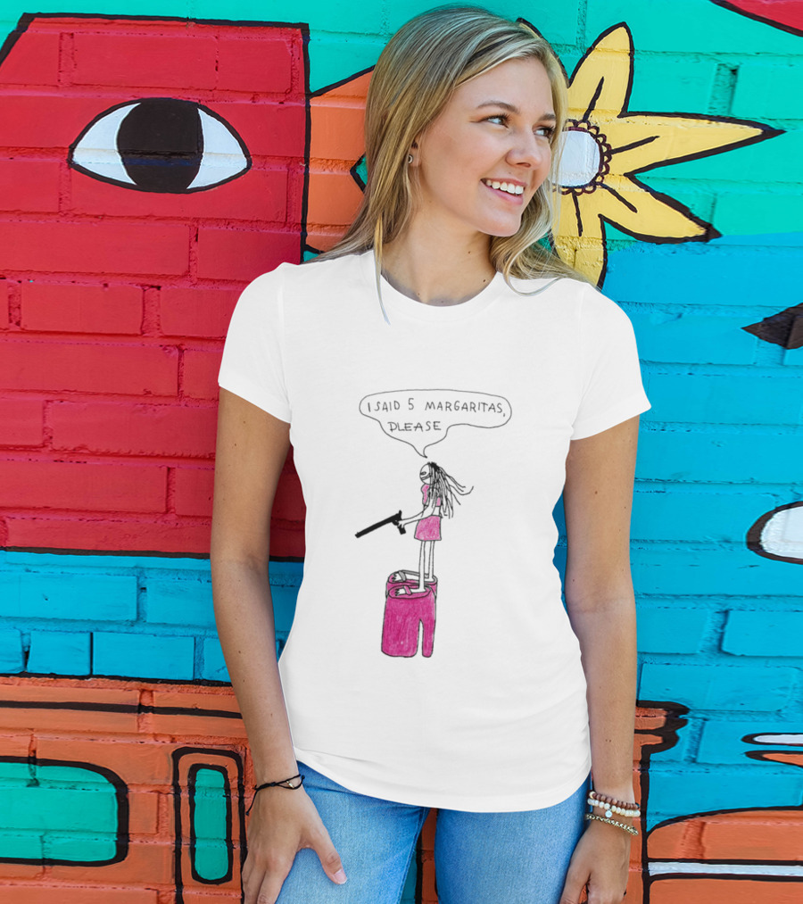 I Said 5 Margaritas Please Funny Stick Figure Woman On Chair T-Shirt