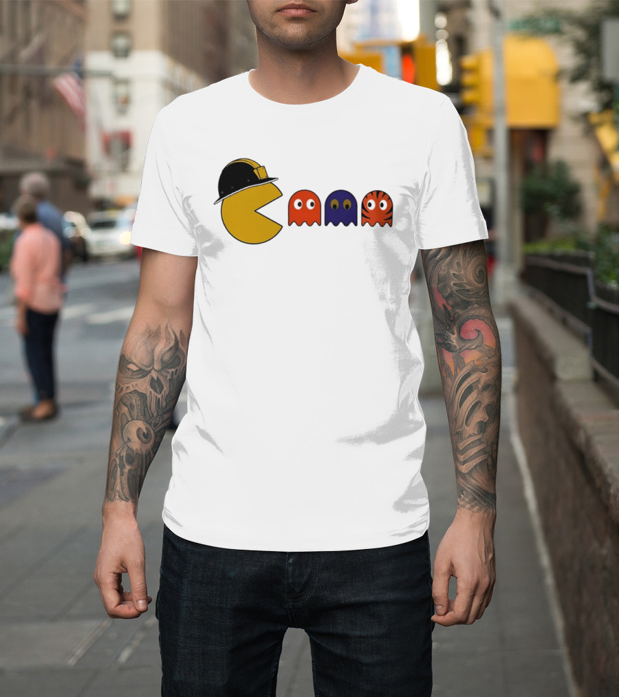 Pacman Hard Hat Ghosts Retro Gaming T-Shirt
