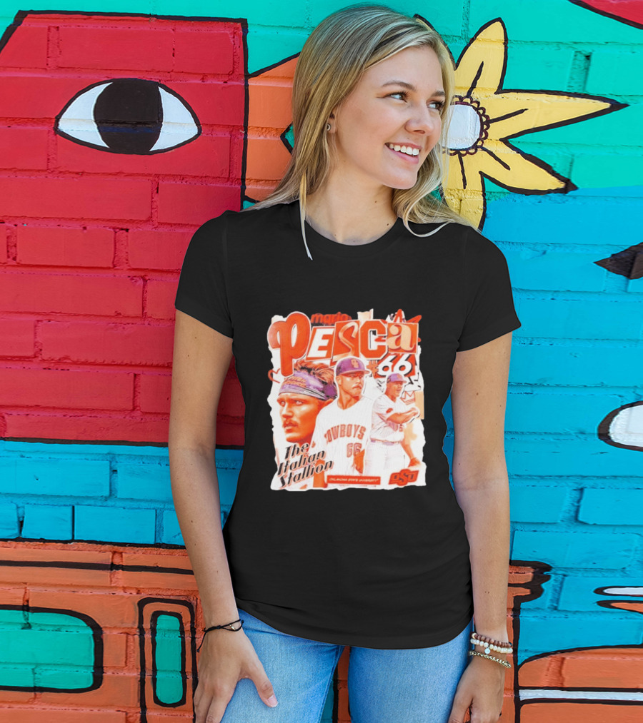 Mario Pesca 66 Oklahoma State Cowboys The Italian Stallion OSU Baseball T-Shirt