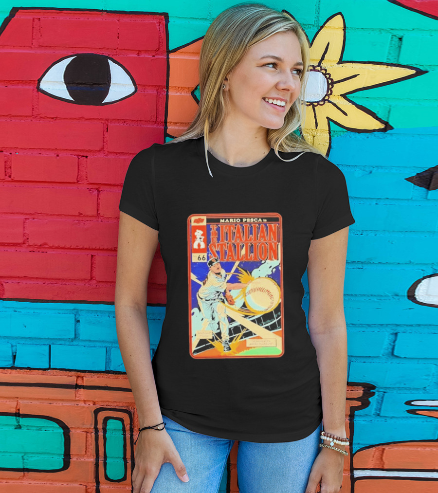 Mario Pesca The Italian Stallion Comic No 66 Oklahoma State Cowboys Baseball T-Shirt