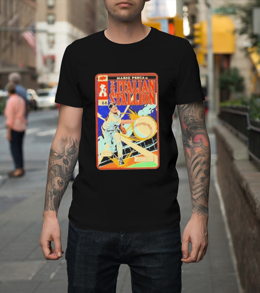 Mario Pesca The Italian Stallion Comic No 66 Oklahoma State Cowboys Baseball T-Shirt