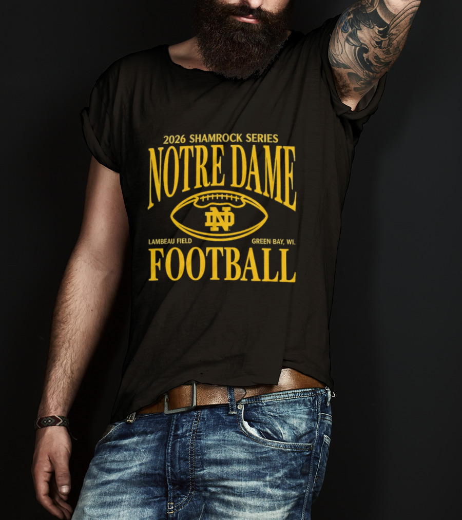 Notre Dame 2026 Shamrock Series Lambeau Field Green Bay WI Football T-Shirt