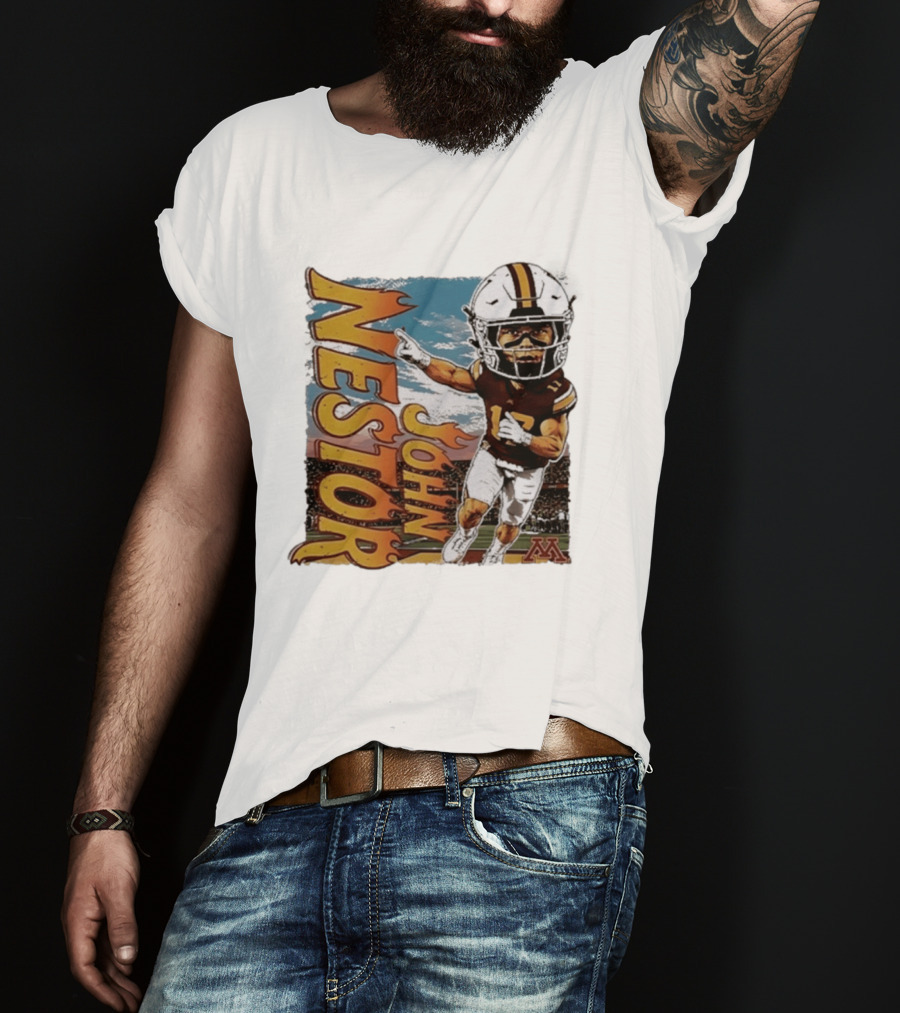 John Nestor Minnesota Golden Gophers Football Player Caricature 17 Football Helmet Minnesota T-Shirt