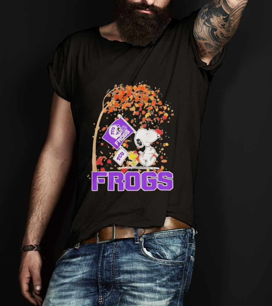 TCU Horned Frogs Snoopy Peanuts Fall Leaves T-Shirt