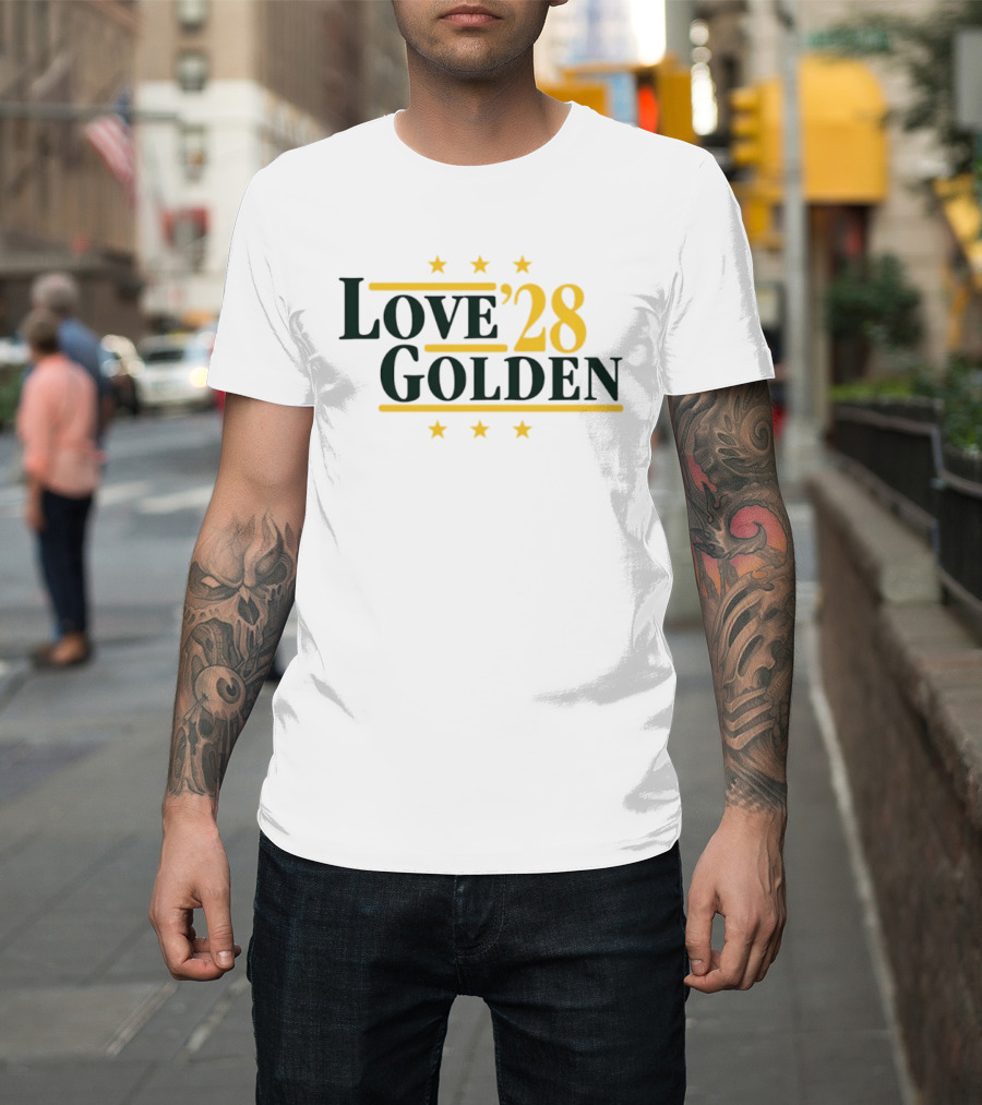 Love 28 Golden Stars Packers Football T-Shirt
