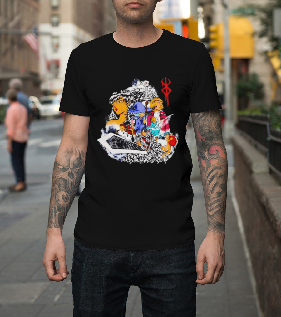 Berserk Guts Griffith Casca Schierke Puck Isidro Farnese Iconic Manga Characters T-Shirt