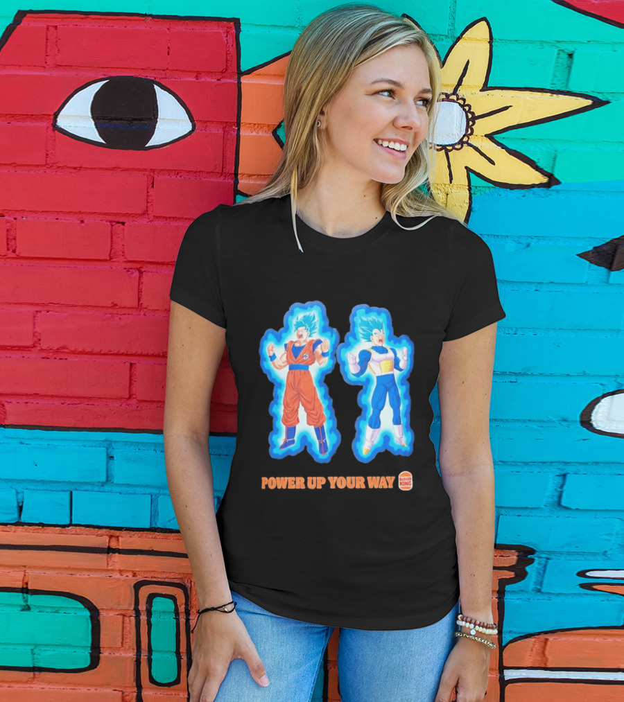 Burger King Dragon Ball Super Power Up Your Way Collaboration Featuring Iconic Saiyan Characters T-Shirt