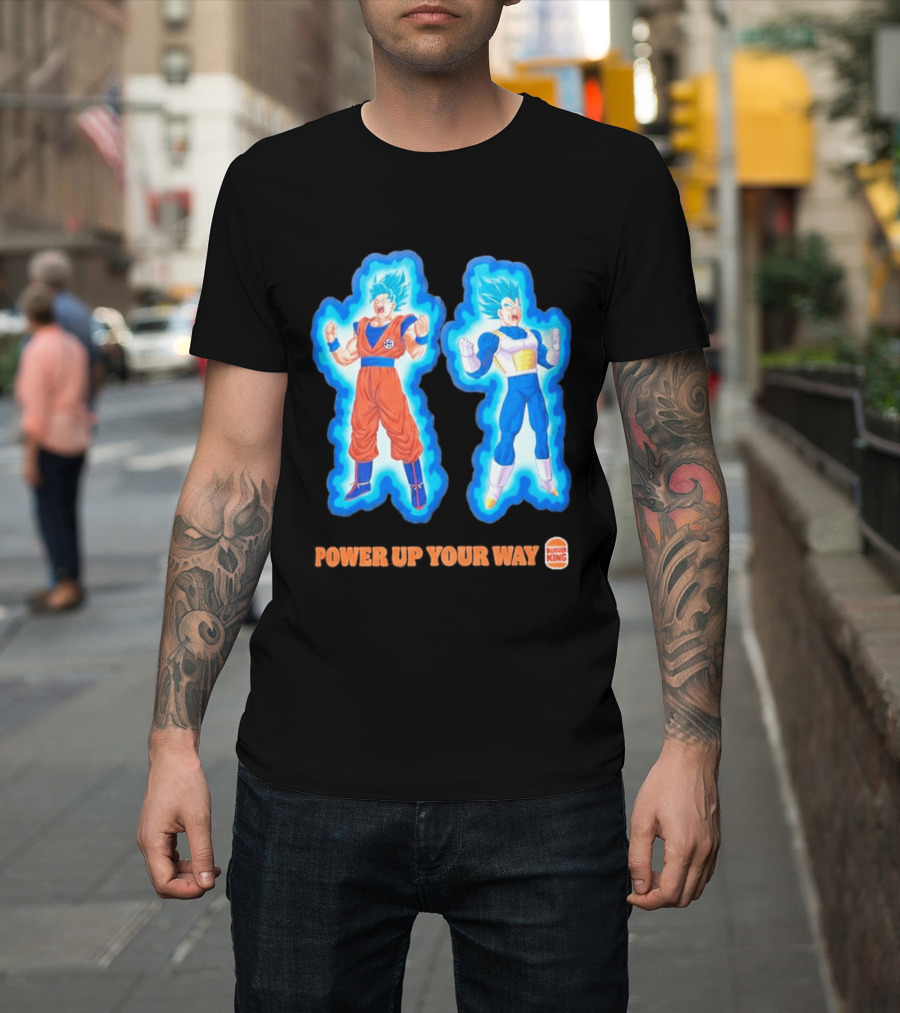 Burger King Dragon Ball Super Power Up Your Way Collaboration Featuring Iconic Saiyan Characters T-Shirt