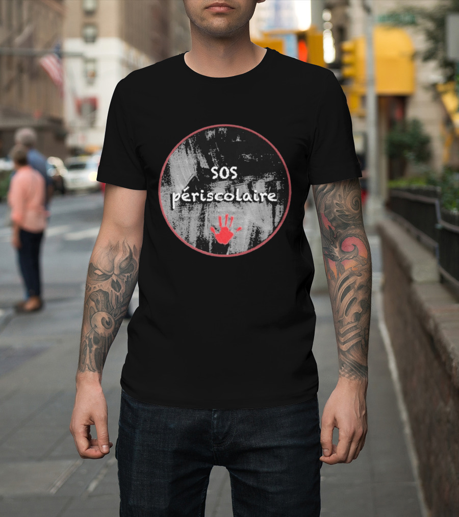 SOS Périscolaire Handprint Red And Black Circle T-Shirt