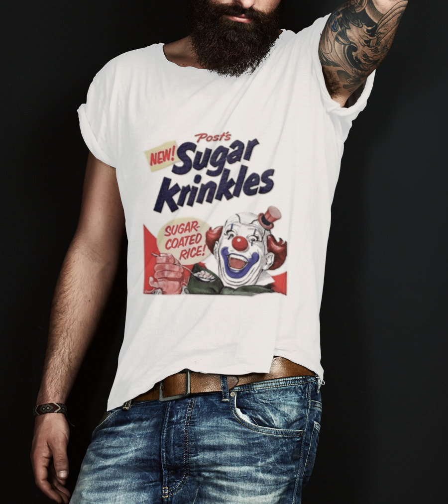 Post's New Sugar Krinkles Sugar Coated Rice Clown Cereal T-Shirt