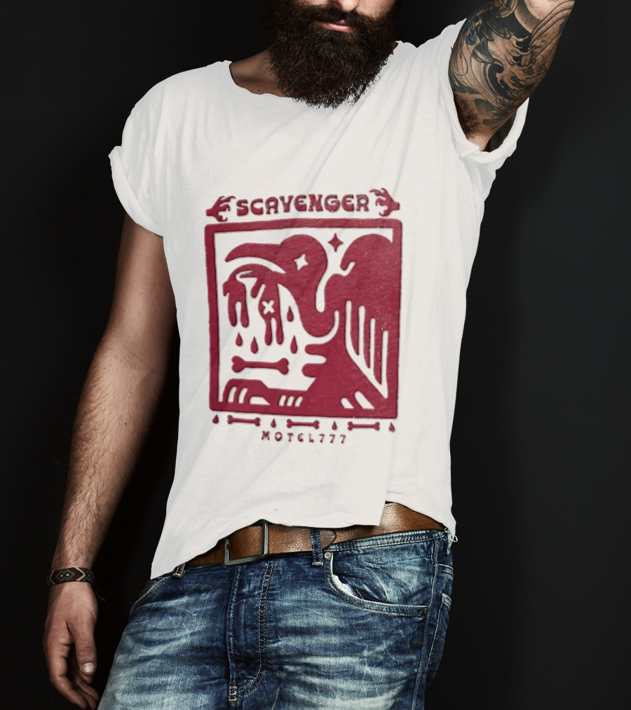 Scavenger Motel 777 Bird Design With Bones And Droplets T-Shirt