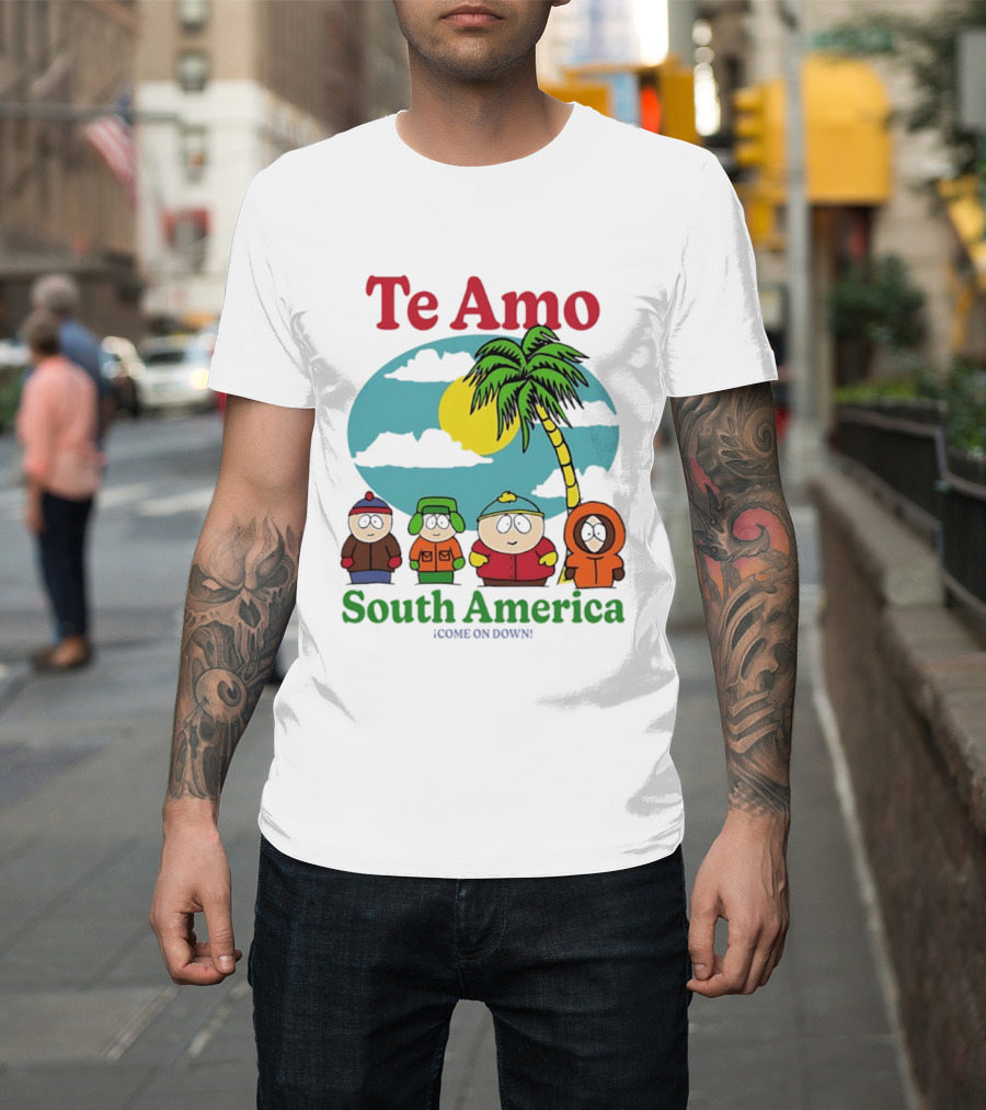Te Amo South America South Park Characters Under Palm Tree T-Shirt