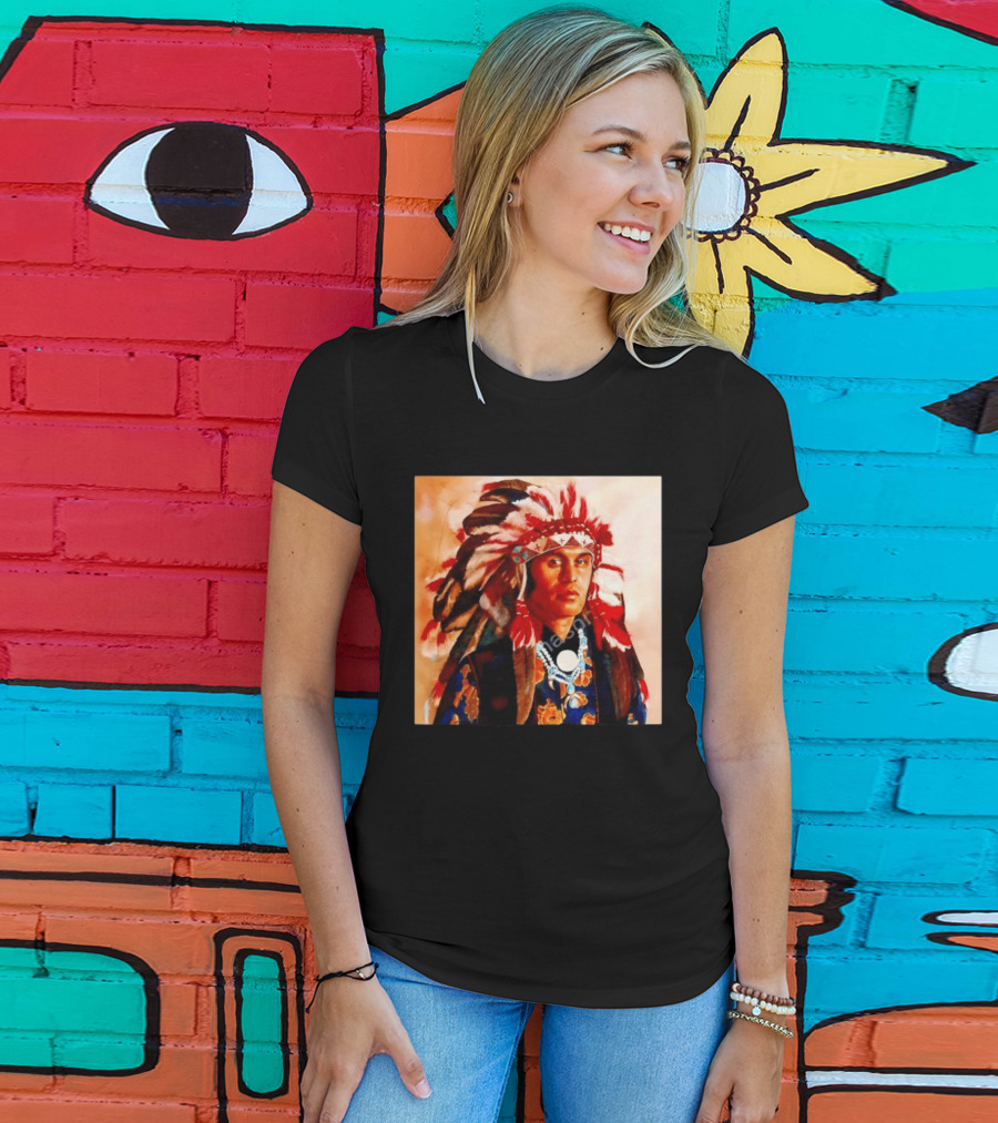 Chief Kirk Native American Indigenous Headdress And Traditional Attire T-Shirt