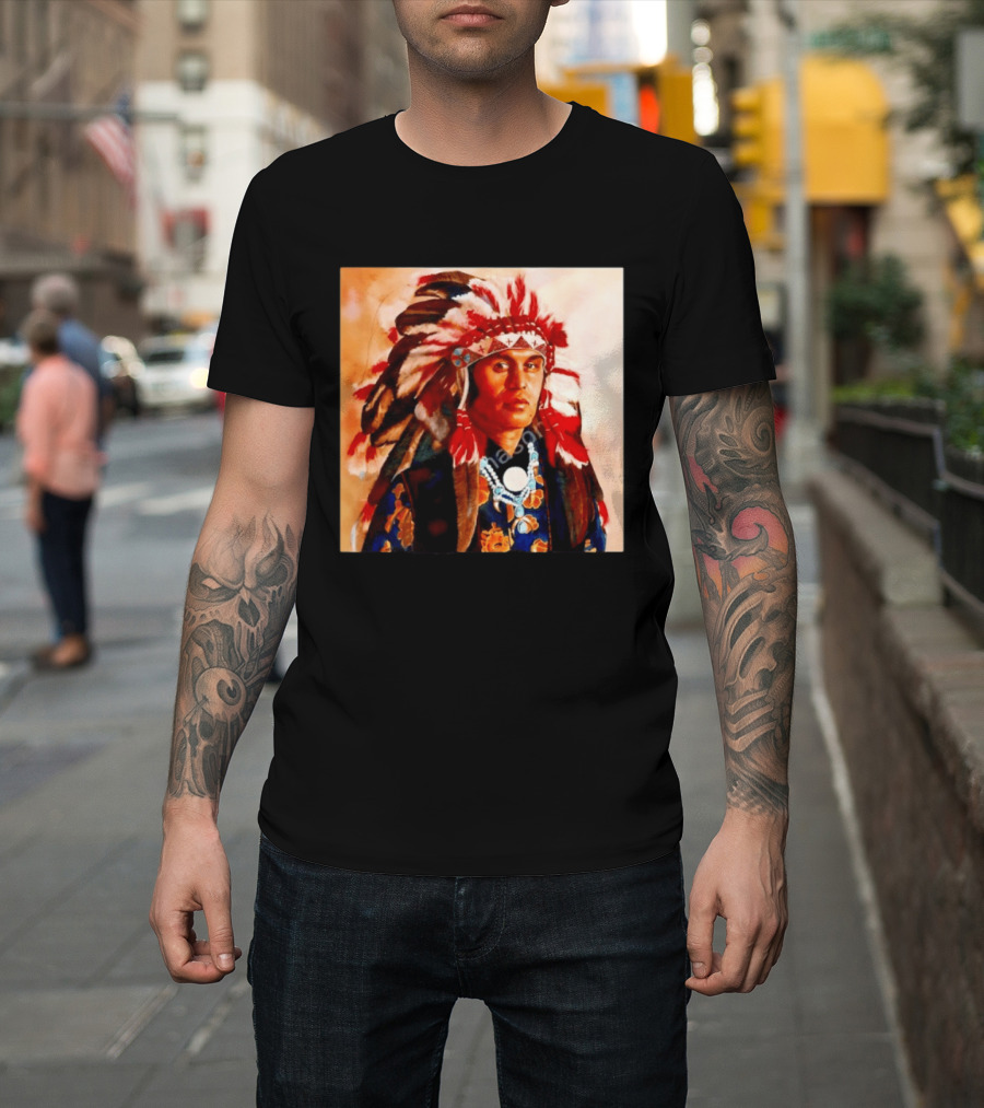 Chief Kirk Native American Indigenous Headdress And Traditional Attire T-Shirt