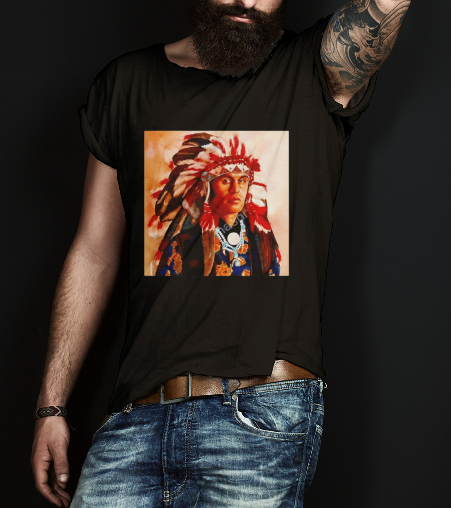 Chief Kirk Native American Indigenous Headdress And Traditional Attire T-Shirt
