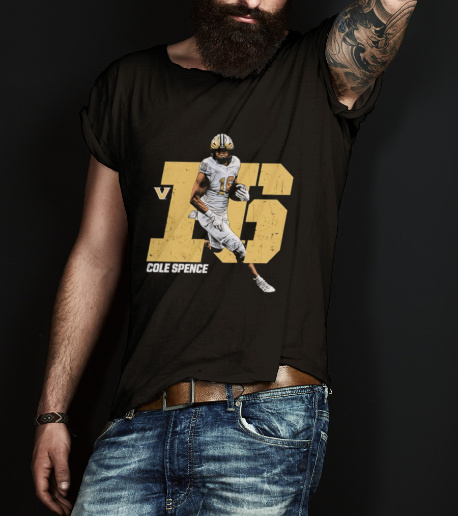 Vanderbilt Commodores Cole Spence 16 NCAA Football Player Pose T-Shirt