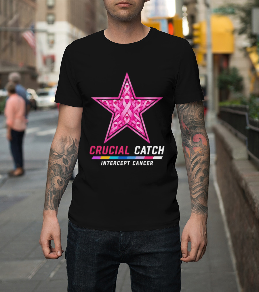 Dallas Cowboys 2026 Crucial Catch Intercept Cancer Pink Ribbon Star T-Shirt