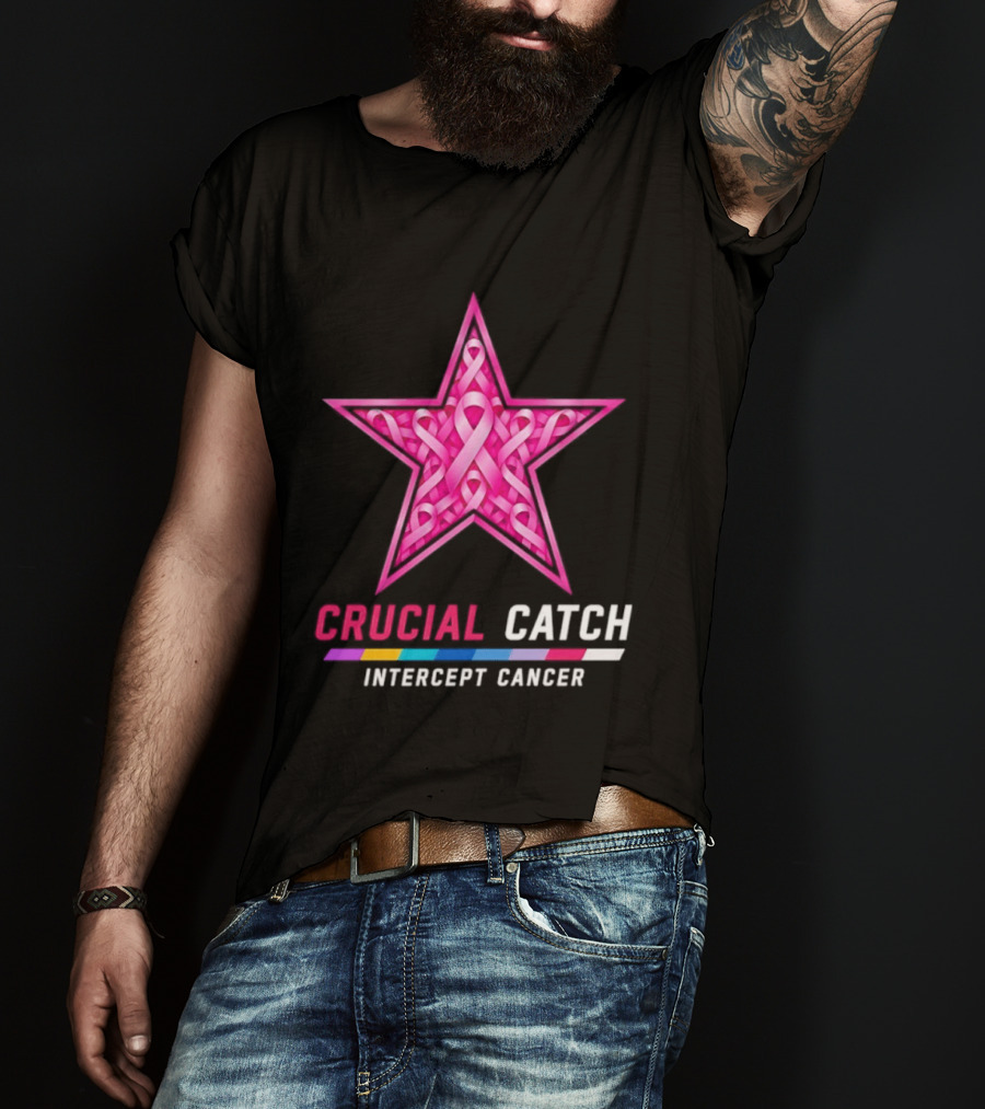 Dallas Cowboys 2026 Crucial Catch Intercept Cancer Pink Ribbon Star T-Shirt