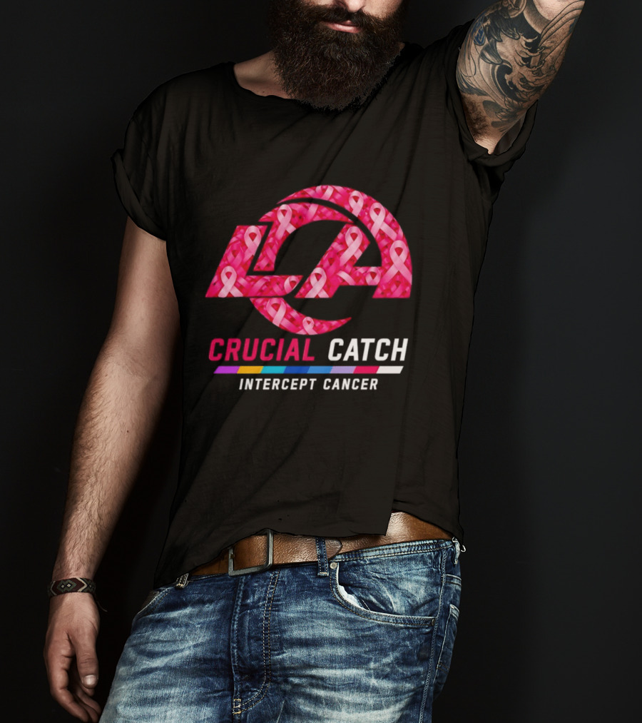 Los Angeles Rams Crucial Catch Intercept Cancer Pink Ribbon Awareness 2026 T-Shirt
