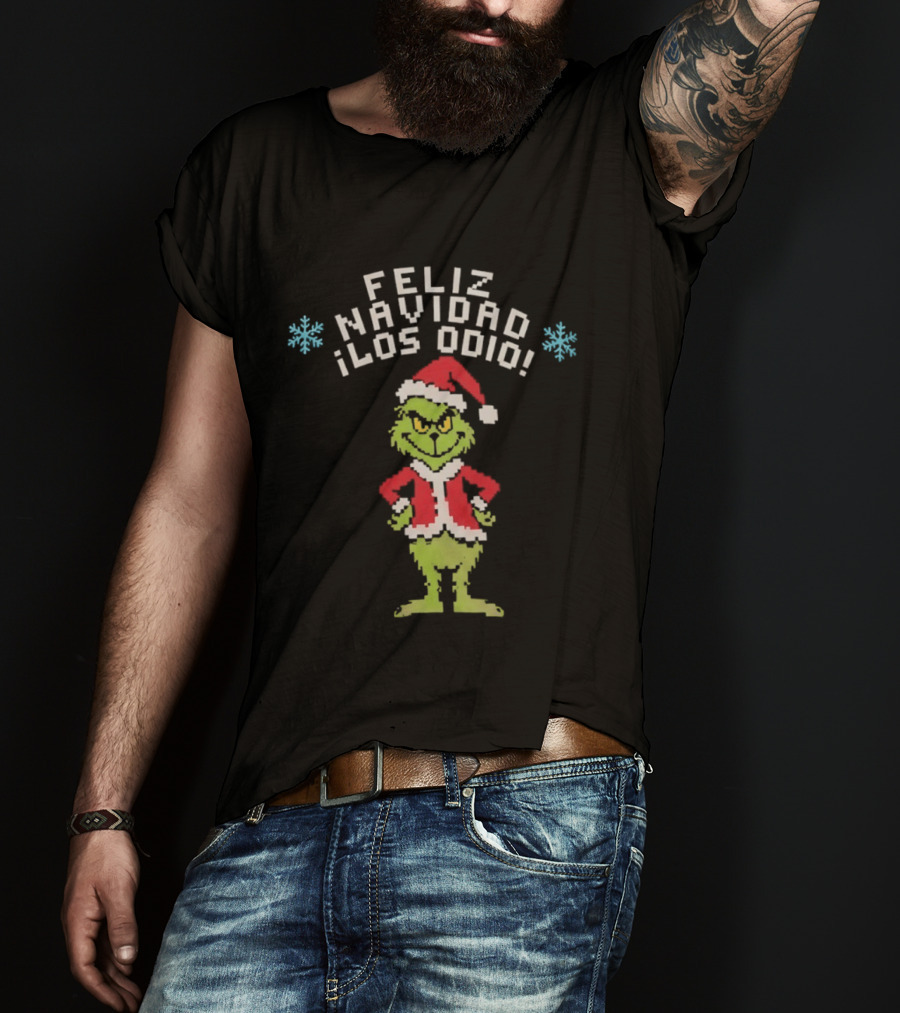 Feliz Navidad Los Odio Santa Grinch Christmas Holiday Humor T-Shirt