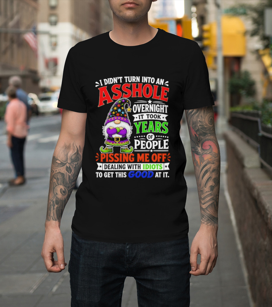 I Didn't Turn Into An Asshole Overnight It Took Years Of People Pissing Me Off Dealing With Idiots Gnome T-Shirt