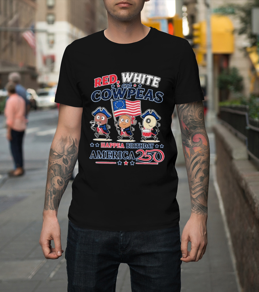 Happea Birthday America 250 Red White Cowpeas Patriots Celebration T-Shirt