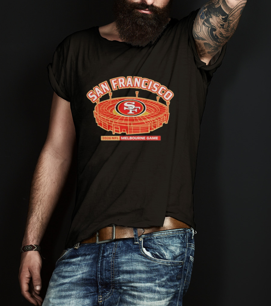San Francisco 49ers 2026 NFL Melbourne Game Stadium T-Shirt
