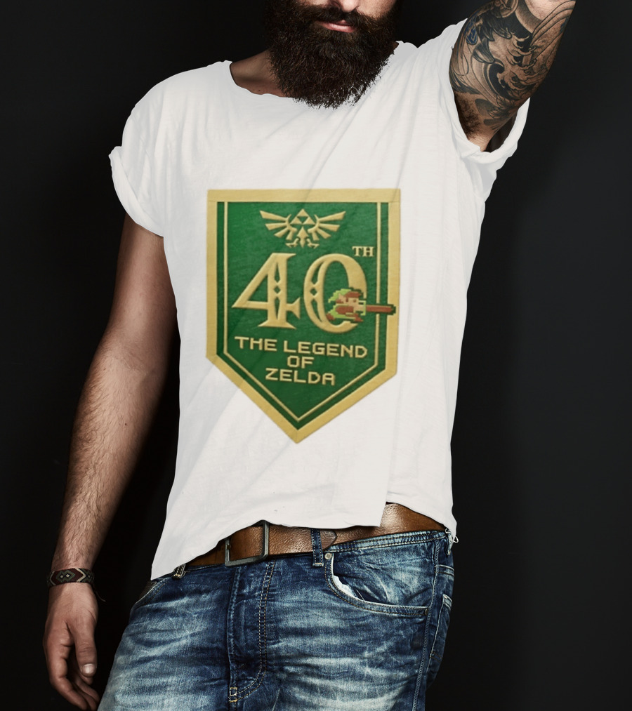 40th Anniversary The Legend Of Zelda With Link Pixel Art And Triforce T-Shirt