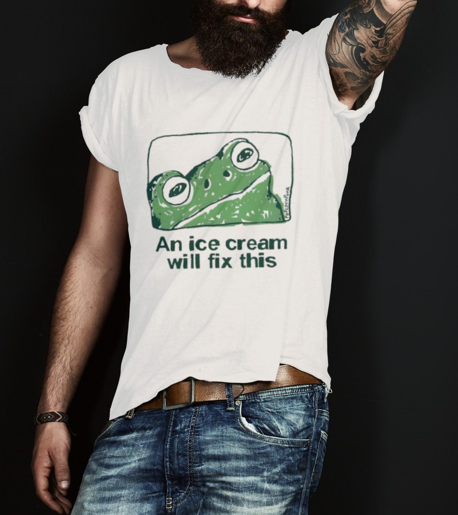 An Ice Cream Will Fix This Frog Retro Humor T-Shirt