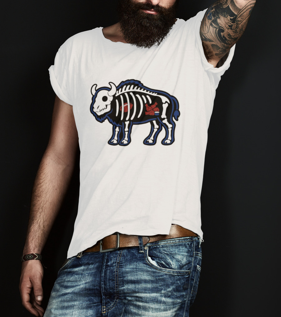 Buffalo Mafia Football X Ray Skeleton Drawing With Chicken Wings And Blue Cheese T-Shirt