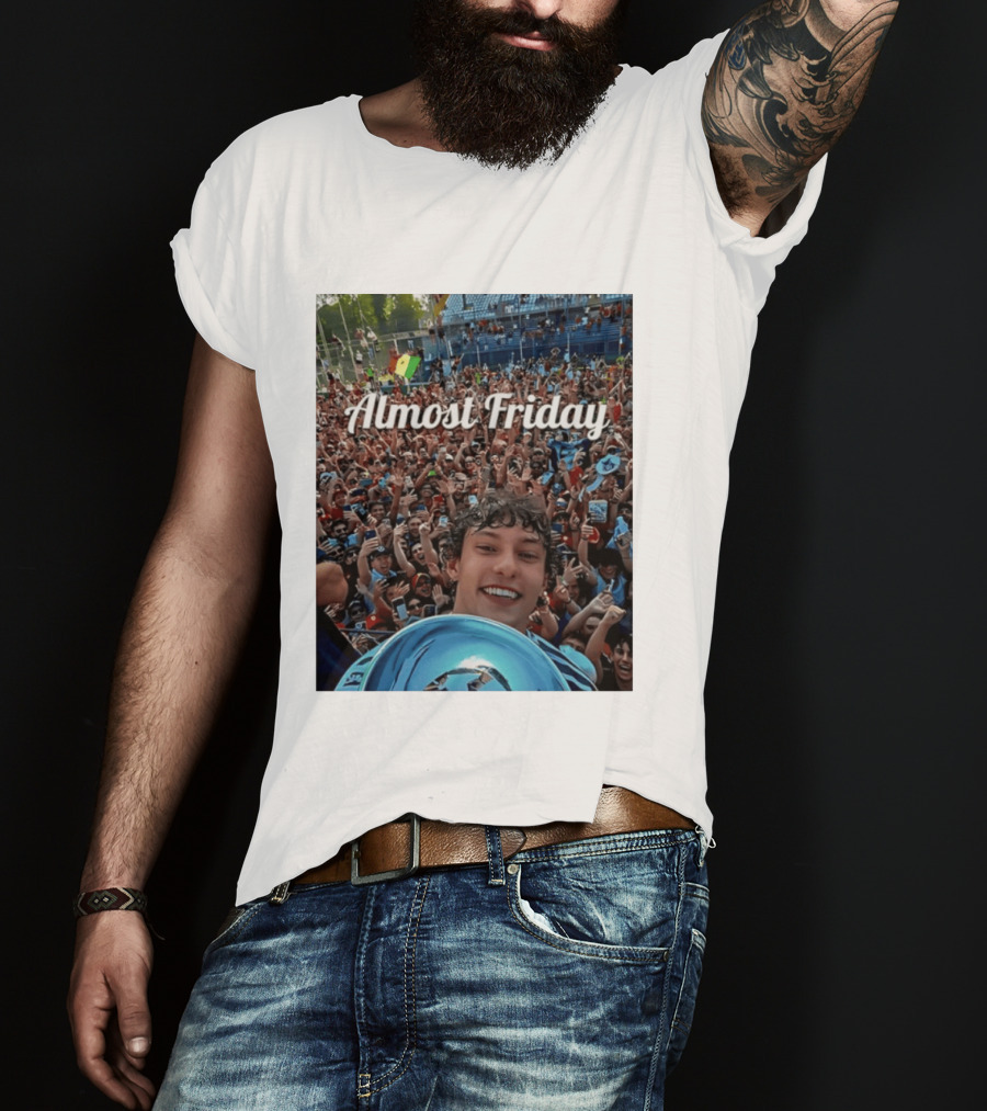 Kimi Antonelli Victory Selfie With Trophy After Winning 2026 Italian Grand Prix At Monza Almost Friday T-Shirt