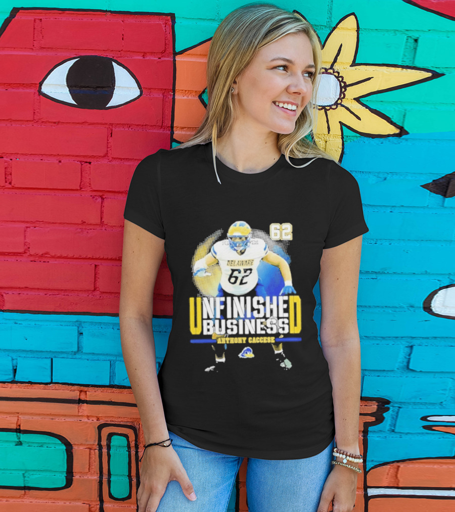 Delaware Blue Hens Football Anthony Caccese 62 Unfinished Business T-Shirt