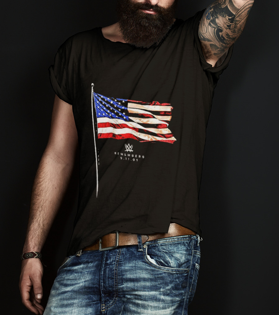 WWE Remembers American Flag Patriot Tribute Vintage Look T-Shirt