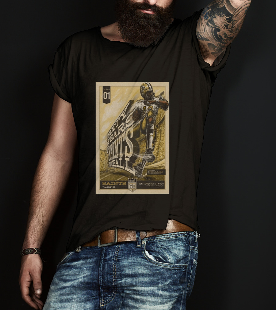 New Orleans Saints Vs Detroit Lions 60th Anniversary John Gilliam Tribute September 13 2026 Ford Field T-Shirt