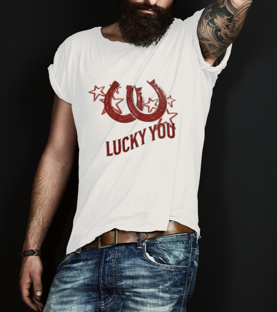 Lucky You Two Horseshoes Stars T-Shirt