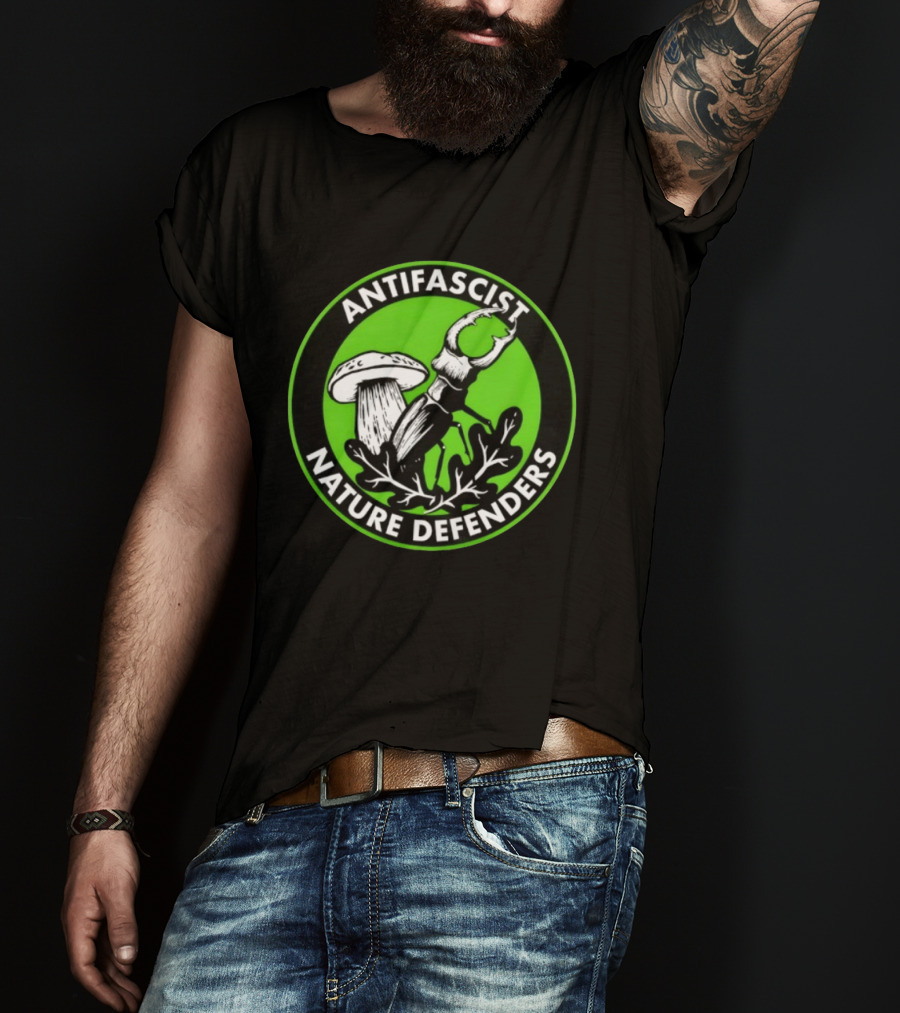 Antifascist Nature Defenders Mushroom Beetle T-Shirt