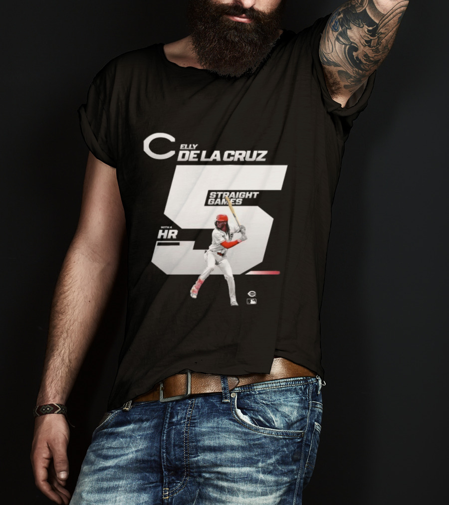 Elly De La Cruz 5 Straight Game 26 HR Baseball Player T-Shirt