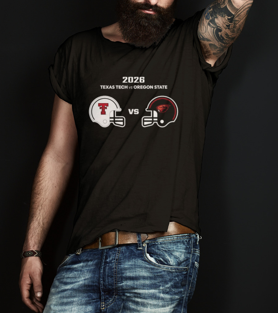 2026 Texas Tech Vs Oregon State Football Matchup Helmets T-Shirt