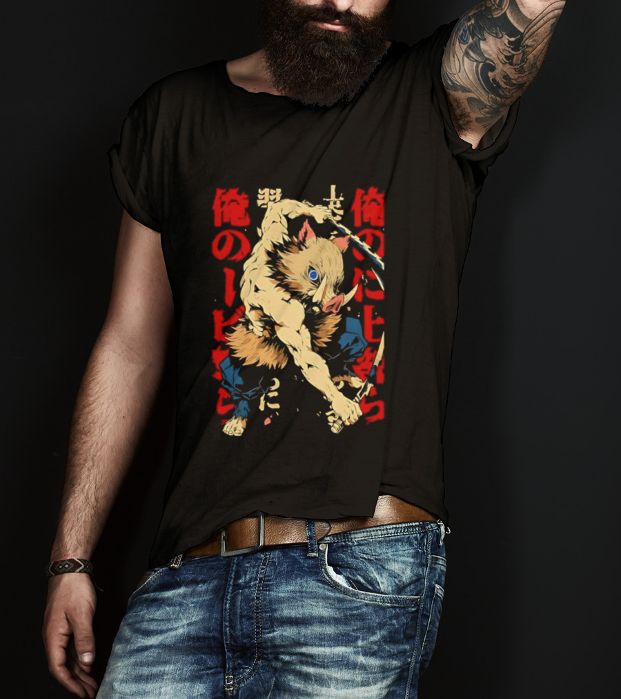 Inosuke Hashibira Beast Breathing Kanji Art Demon Slayer Anime T-Shirt