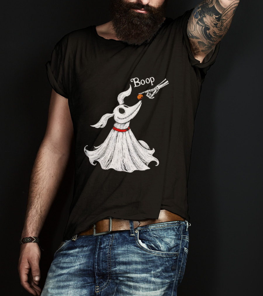Zero Dog Boop Halloween Skeleton Hand Ghost Dog Pumpkin Nose T-Shirt