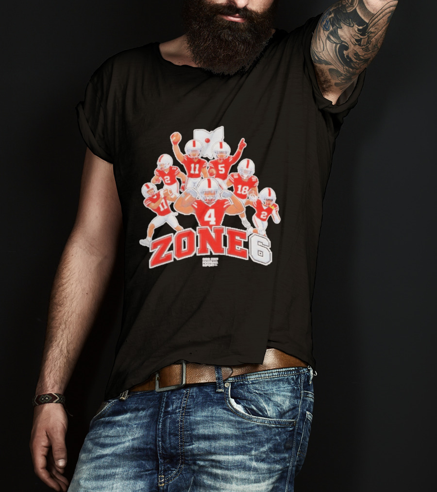 Zone 6 Ohio State Buckeyes Football Players Pose With State T-Shirt