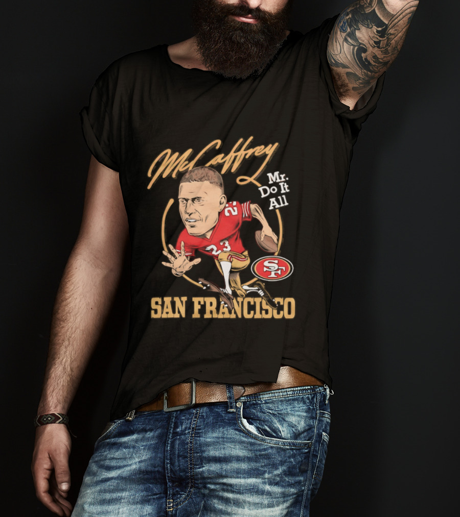 Christian McCaffrey 23 Mr Do It All San Francisco Football Caricature T-Shirt