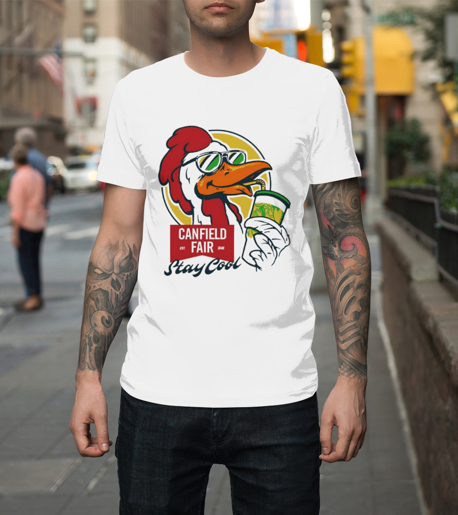 Canfield Fair Stay Cool Rooster Drinking Lemonade T-Shirt