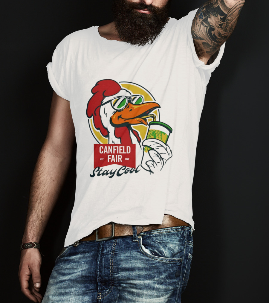 Canfield Fair Stay Cool Rooster Drinking Lemonade T-Shirt